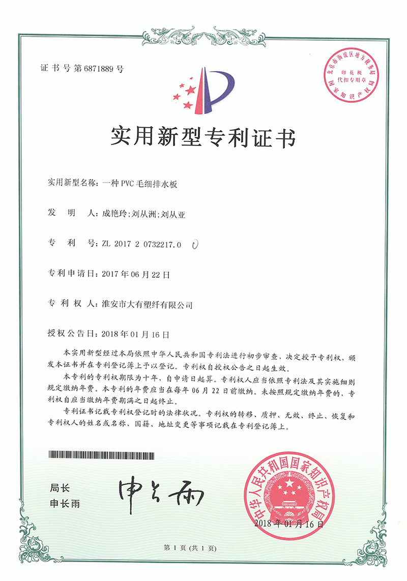 一种PVC毛细排水板